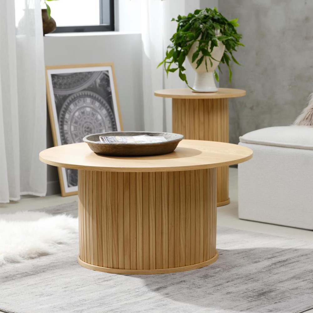 Salontafel Lenn rond Gerookt eiken