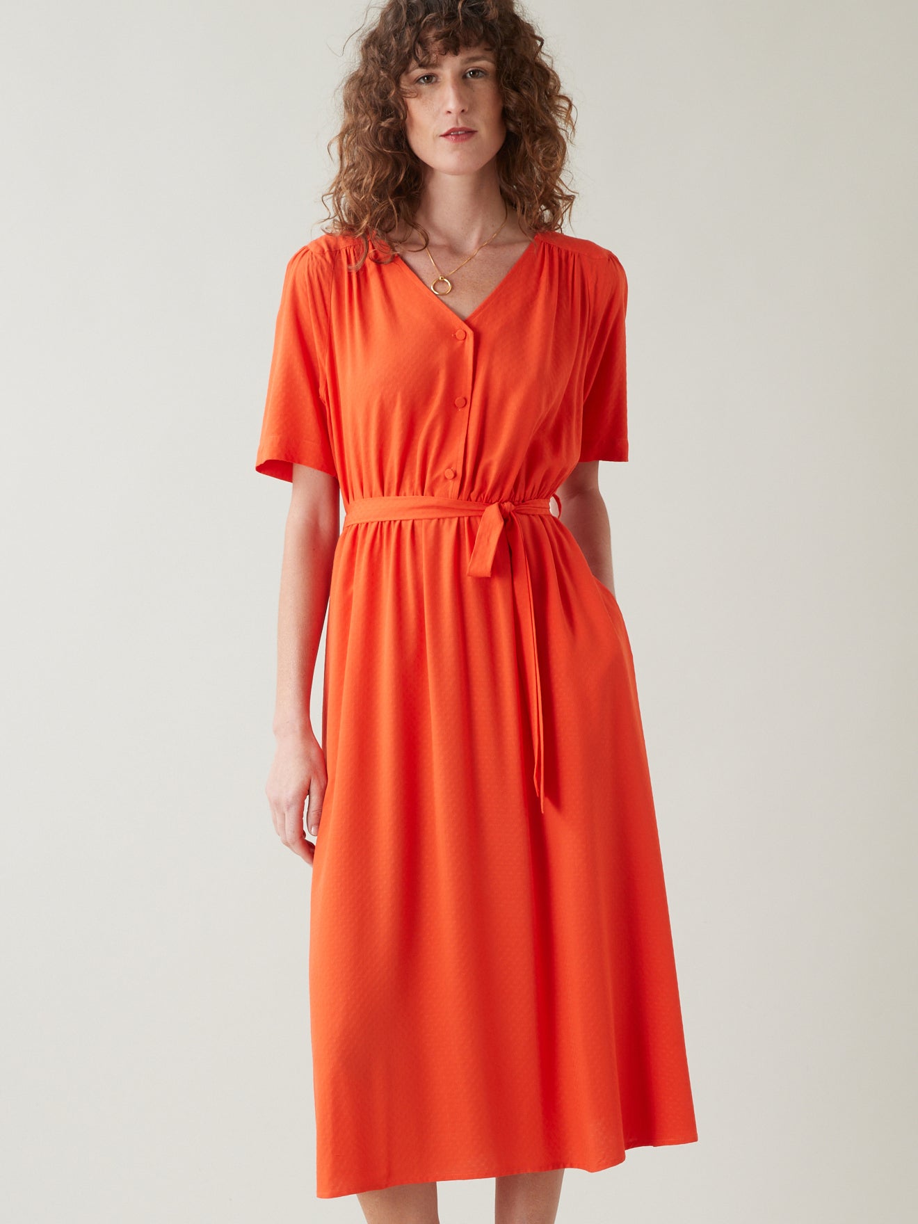 Robe mi-longue femme en viscose dobby