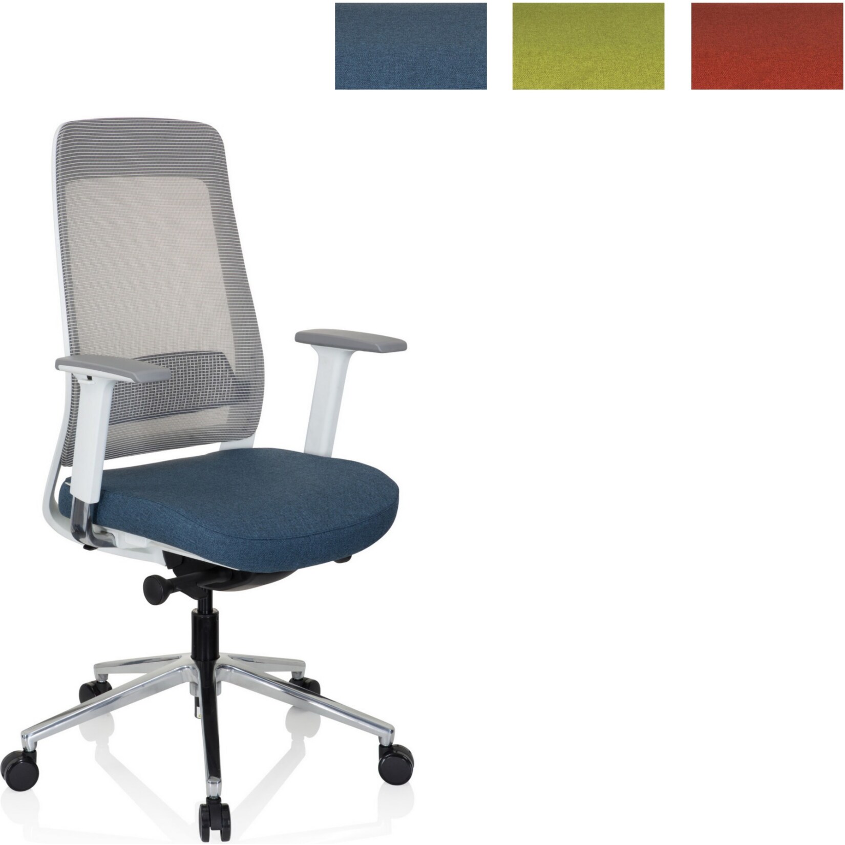 Profi Bürostuhl CHIARO T2 WHITE Stoff/Netzstoff mit Armlehnen (höhenverstellbar) hjh OFFICE