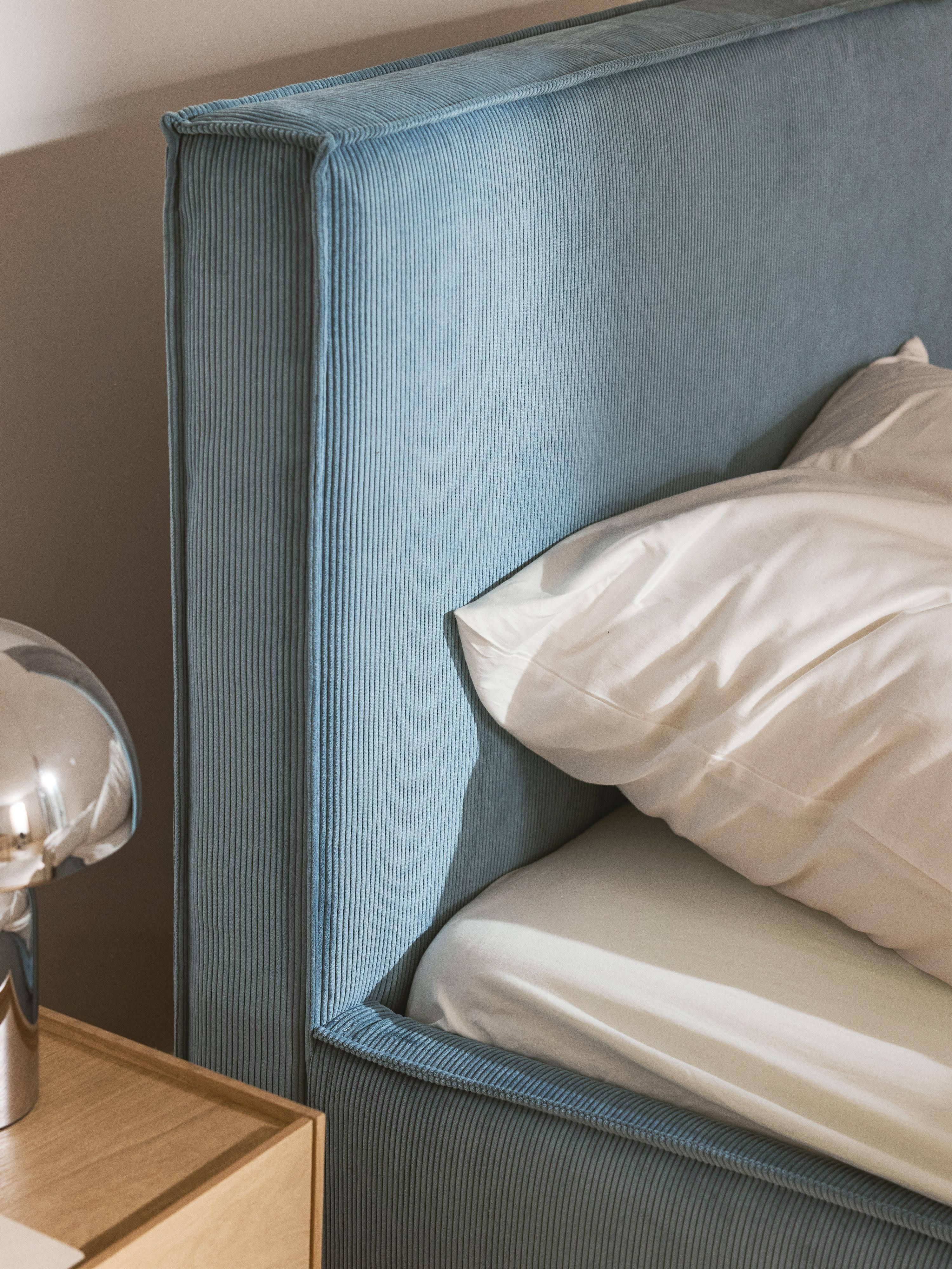 Eenpersoonsbed Dream met opbergruimte van ribfluweel