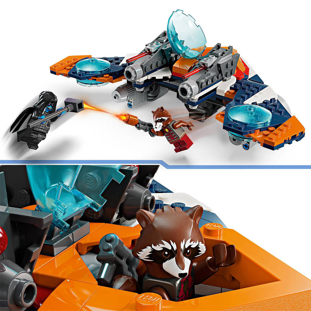 Leuke en interactieve setMarvel Rockets Warbird vs. Ronan Bouwbaar Speelgoed Ruimteschip 76278