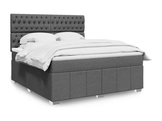 Sommier à lattes de lit avec matelas Gris foncé 180x200cm Tissu