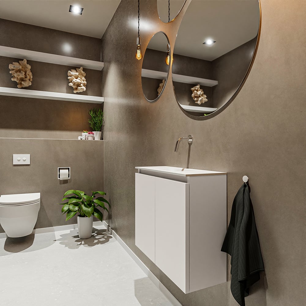 Mondiaz Ture 60cm toiletmeubel linen met wastafel talc midden geen kraangat