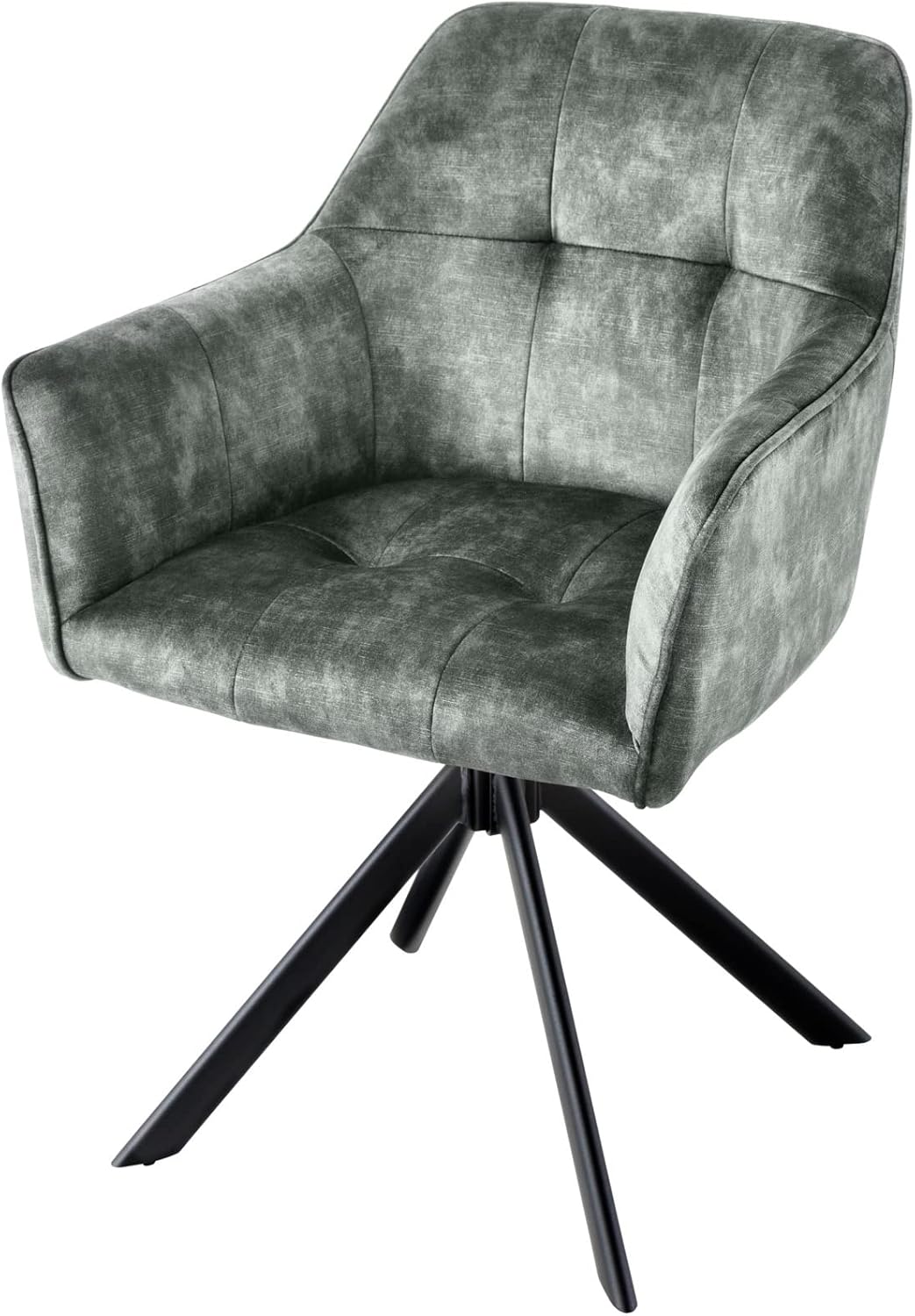 Riess Ambiente Design Stuhl LOFT grün Samt drehbar Metallgestell schwarz mit Armlehne