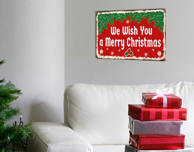 queence Metallbild »We Wish You a Merry Christmas« Schneeflocken | Schriftzug | Schriftzüge | Sprüche | Sprüche & Texte | Weihnachten 1 Stk. tlg. Stahlschilder