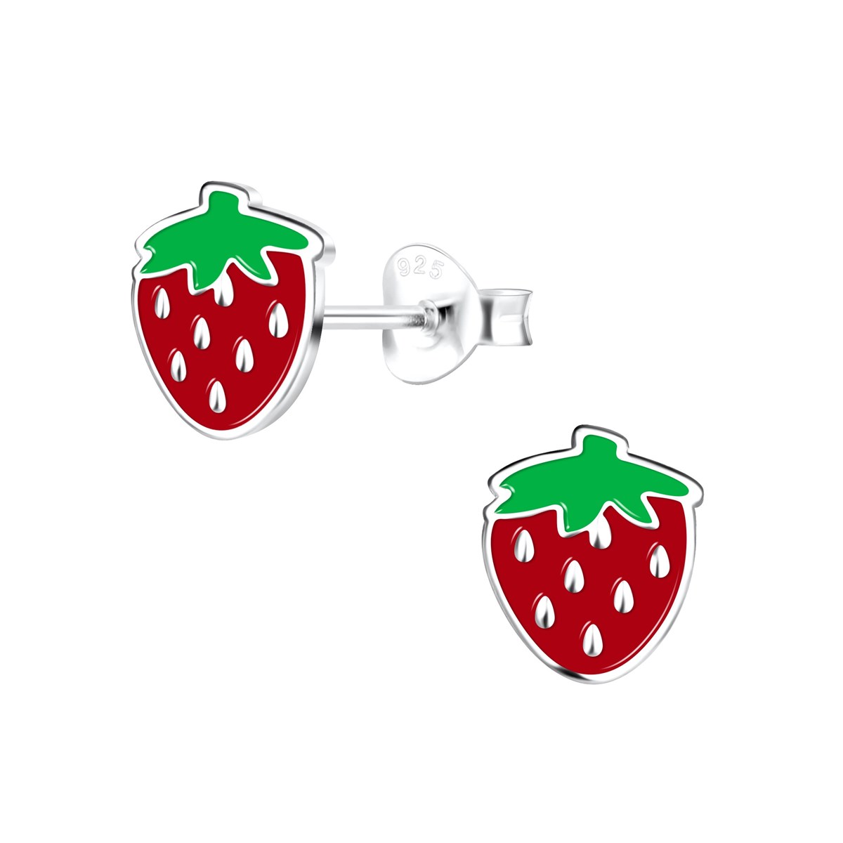 Boucles d'oreilles enfant Fraise en argent 925