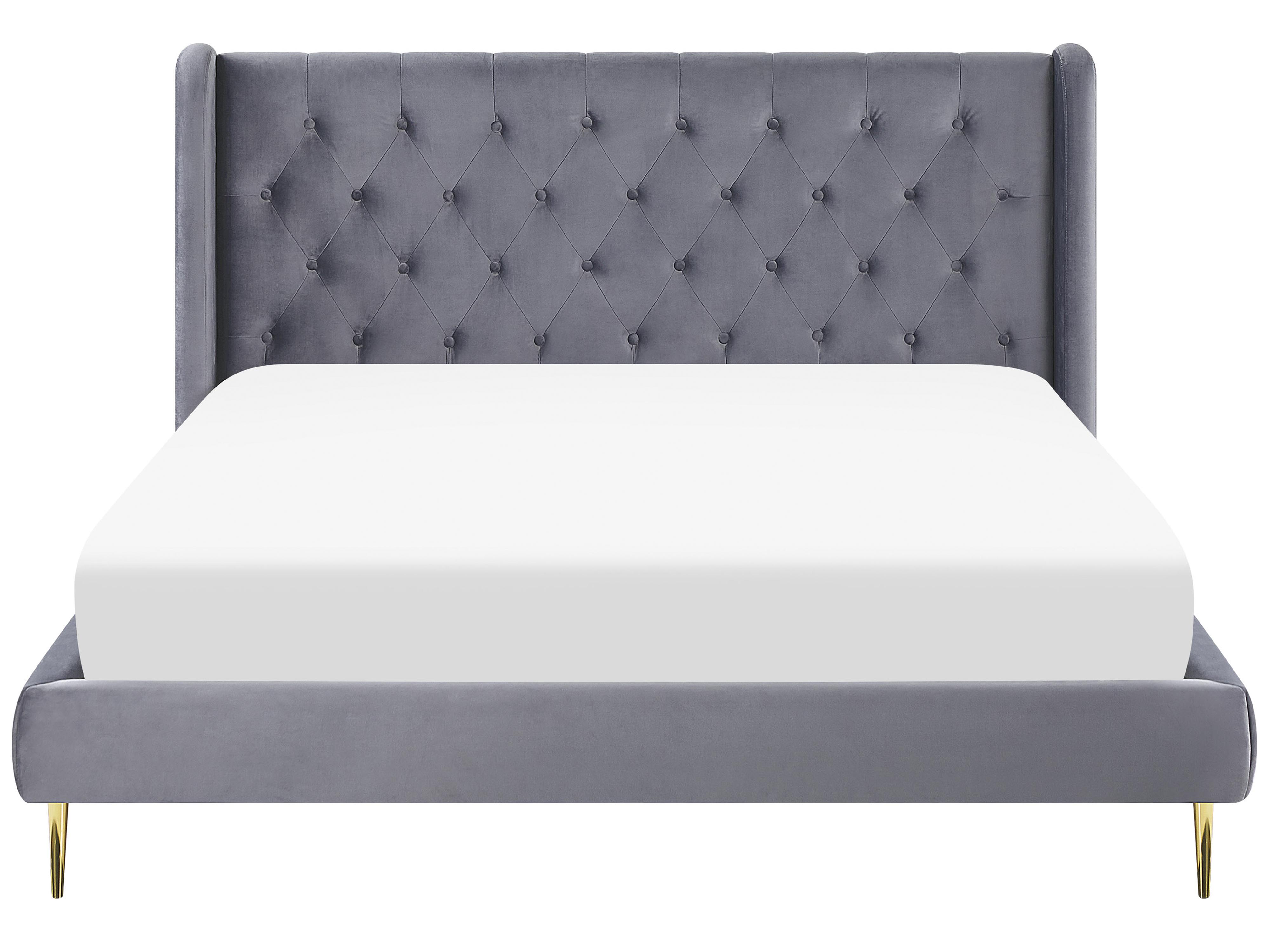 Bed Fluweel FORBACH 180 x 200 cm Grijs