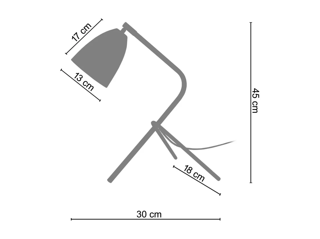 Lampe de bureau trépied métal noir45 cm.