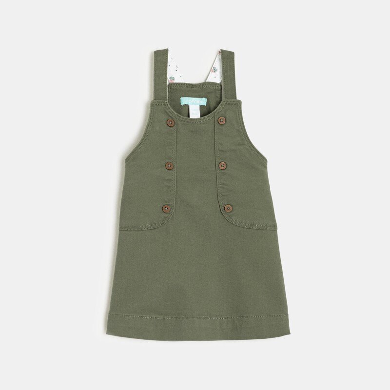 Robe salopette et blouse à motifs verte bébé fille Vert