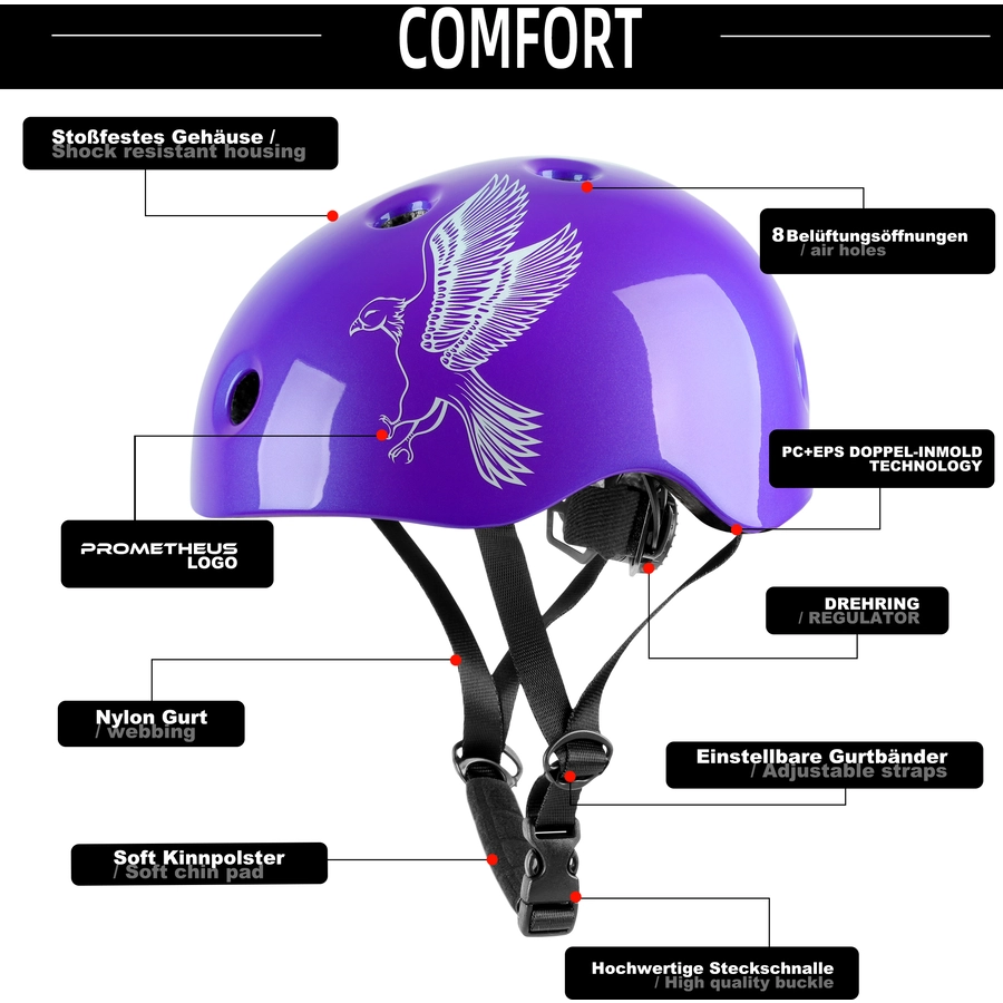 PROMETHEUS BICYCLES® Fahrradhelm Größe XS 48-52 cm violett