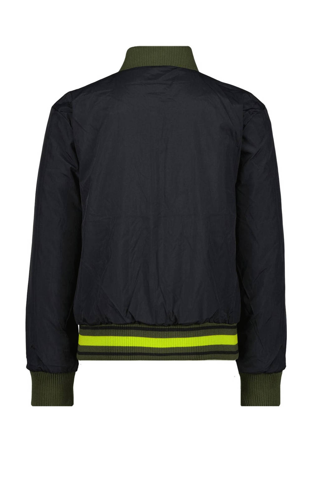Vingino reversible bomberjack Tarbara met all over print armyfelgroen/zwart