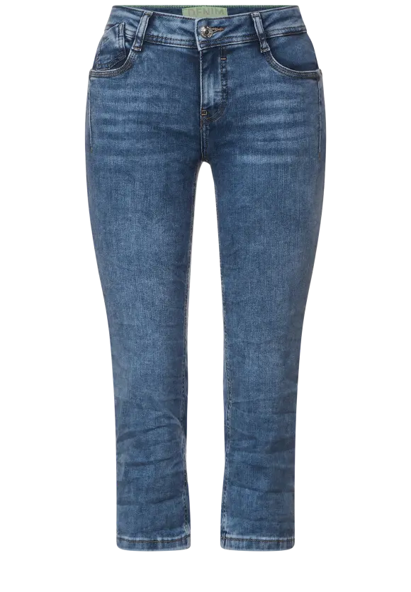Casual Fit Jeans in 3/4 - mid blue random wash