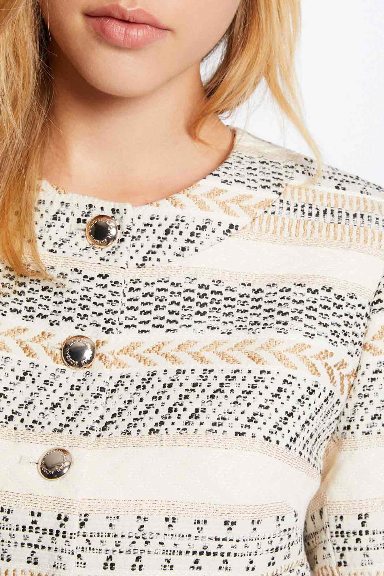 Camisa de força estampada com botões - Marfim