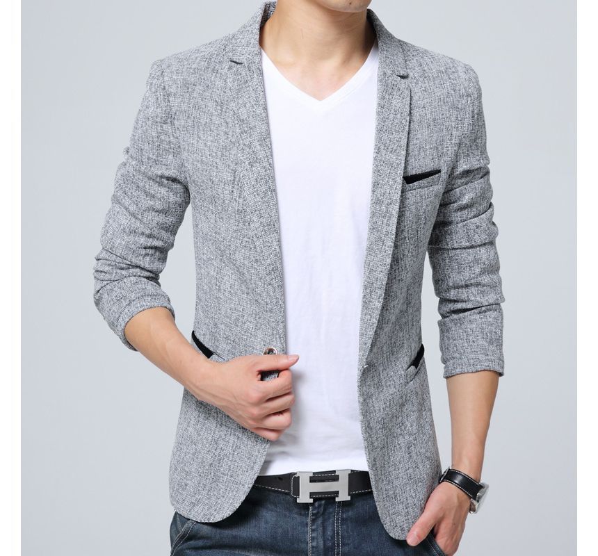 Holianx - Melange blazer met één knoop