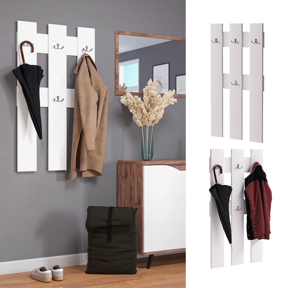 Vicco Wandgarderobe Aufbewahrung Kleiderhaken Grande Weiß Flurgarderobe 65x115cm