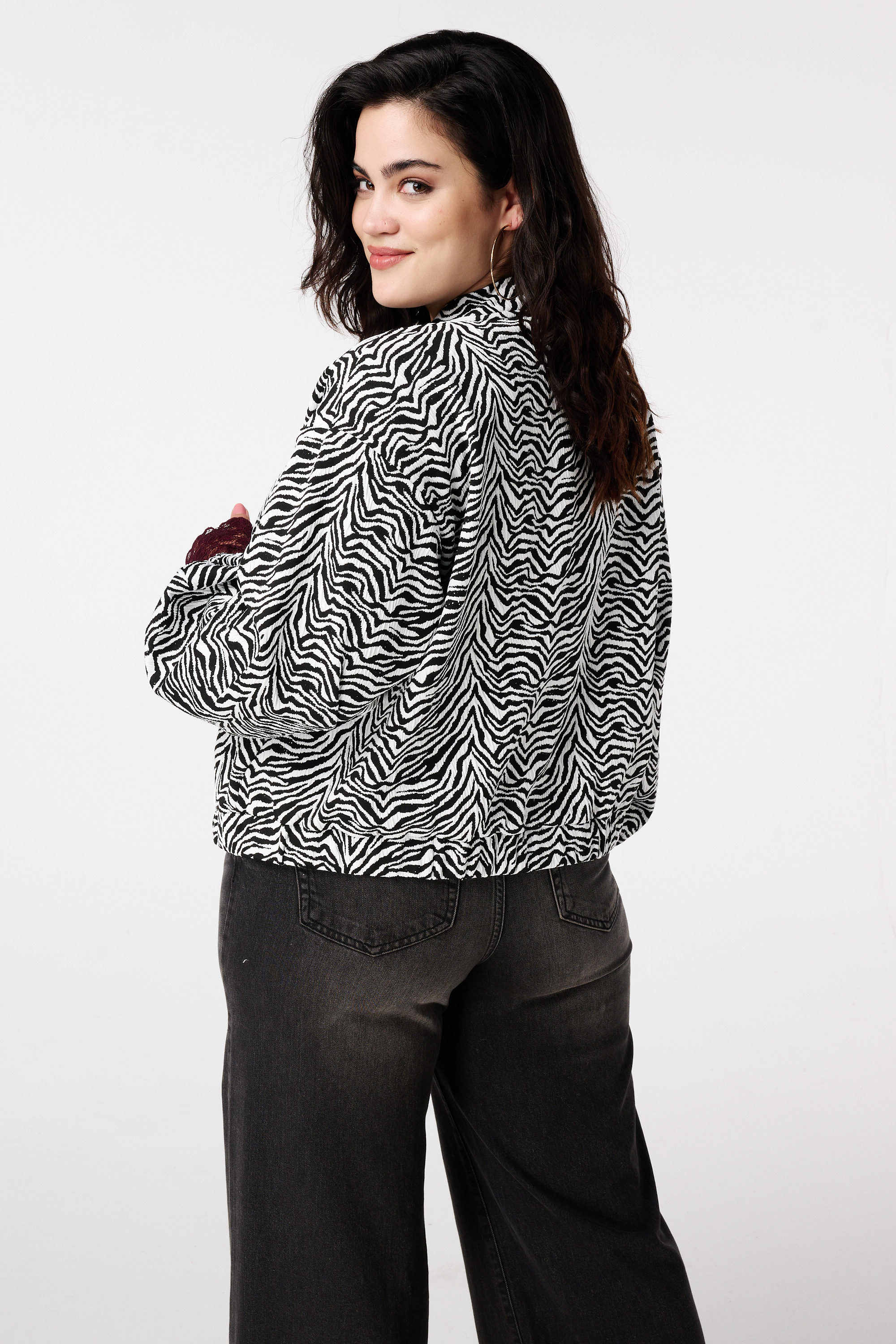 Zebra bomber jacket Multi zwart-wit