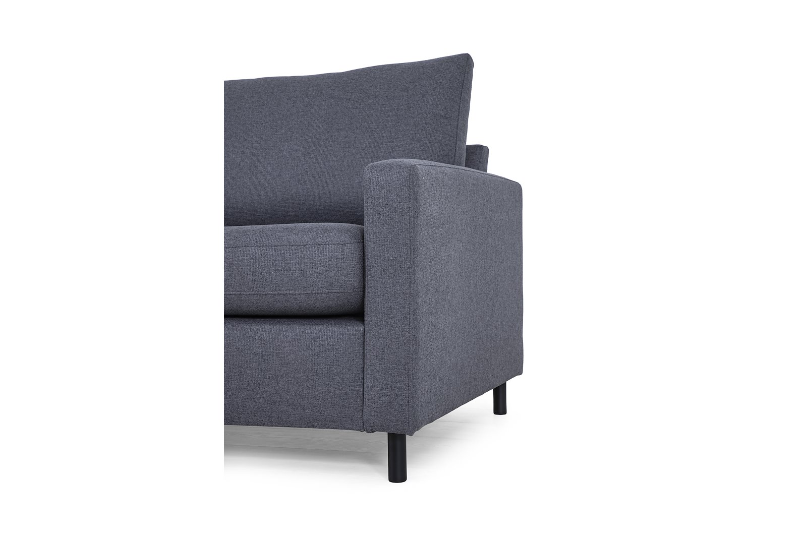 Tempo hjørnesofa Oppsett 11L 3-seter med åpen ende venstre. Tekstil Herbi 30 Dark Grey med sorte ben
