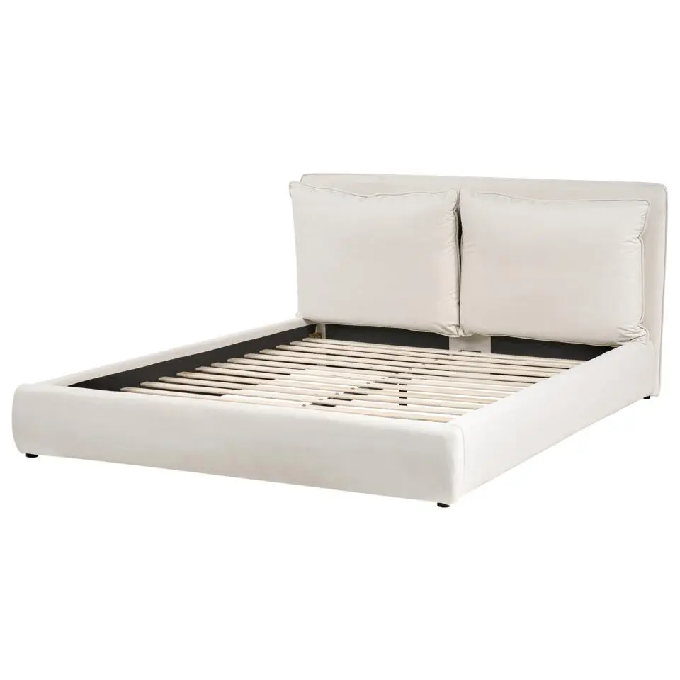 BAJONNA - Tweepersoonsbed - Lichtbeige - 160 x 200 cm - Polyester