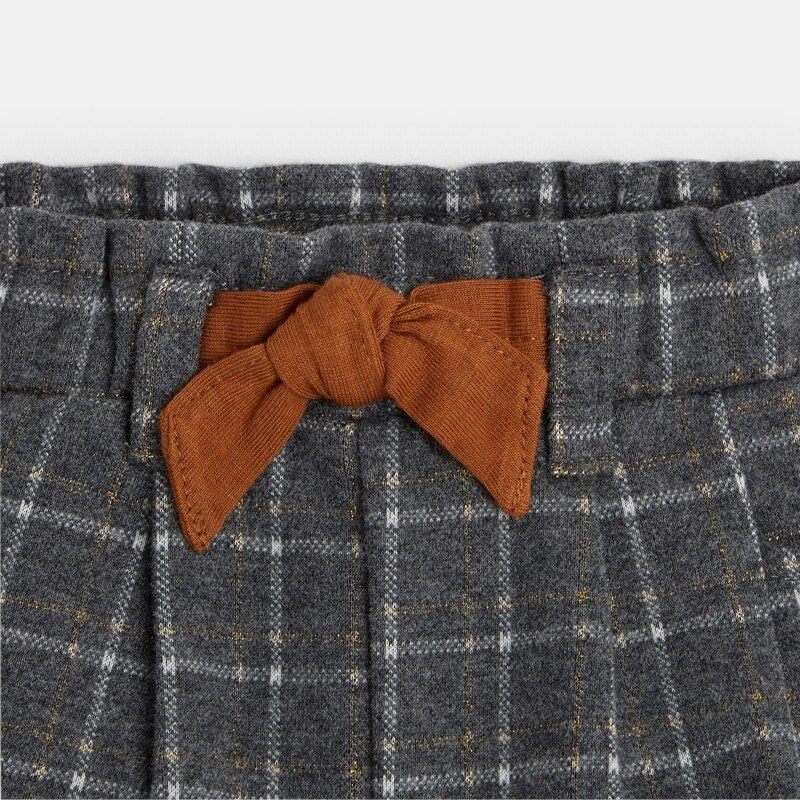 Short flanellisé à carreaux gris bébé fille Gris ou noir