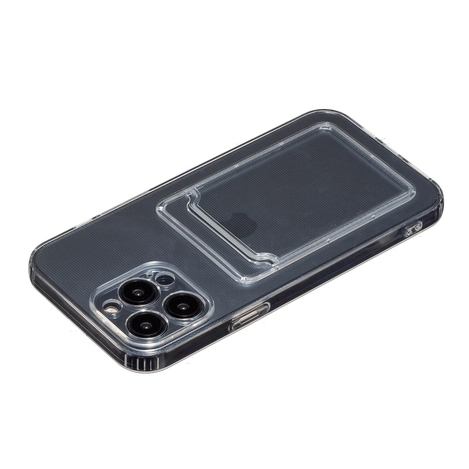 iPhone 15 Pro Max Gummi Case Schutzhülle mit Kartenfach - Transparent