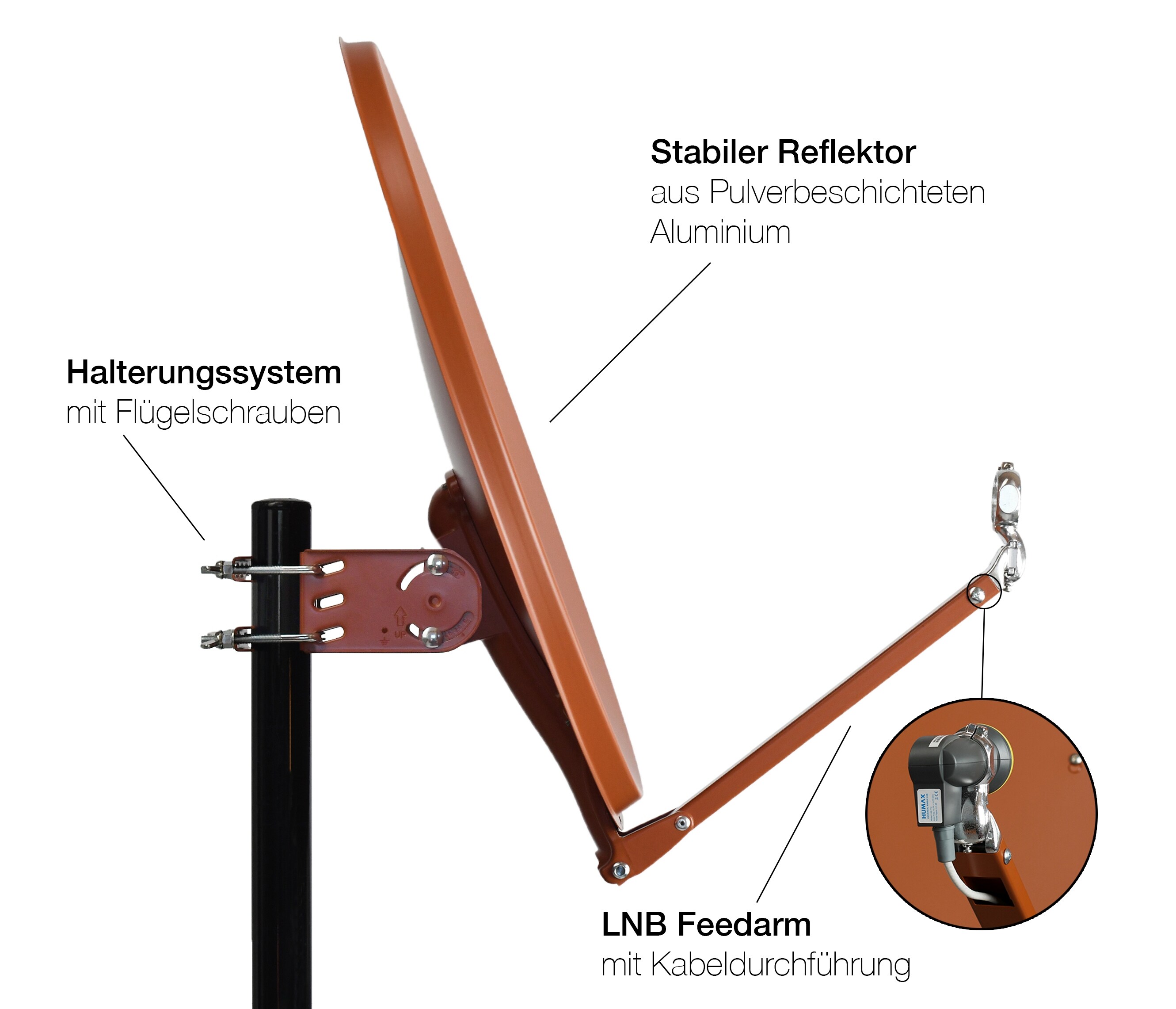 Humax Satellitenspiegel Professional 75-R ziegelrot