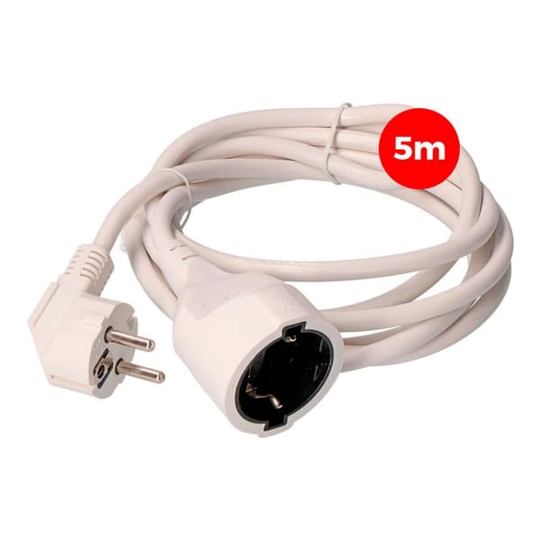 Skjøtekabel EDM 23204 Hvit 5 m
