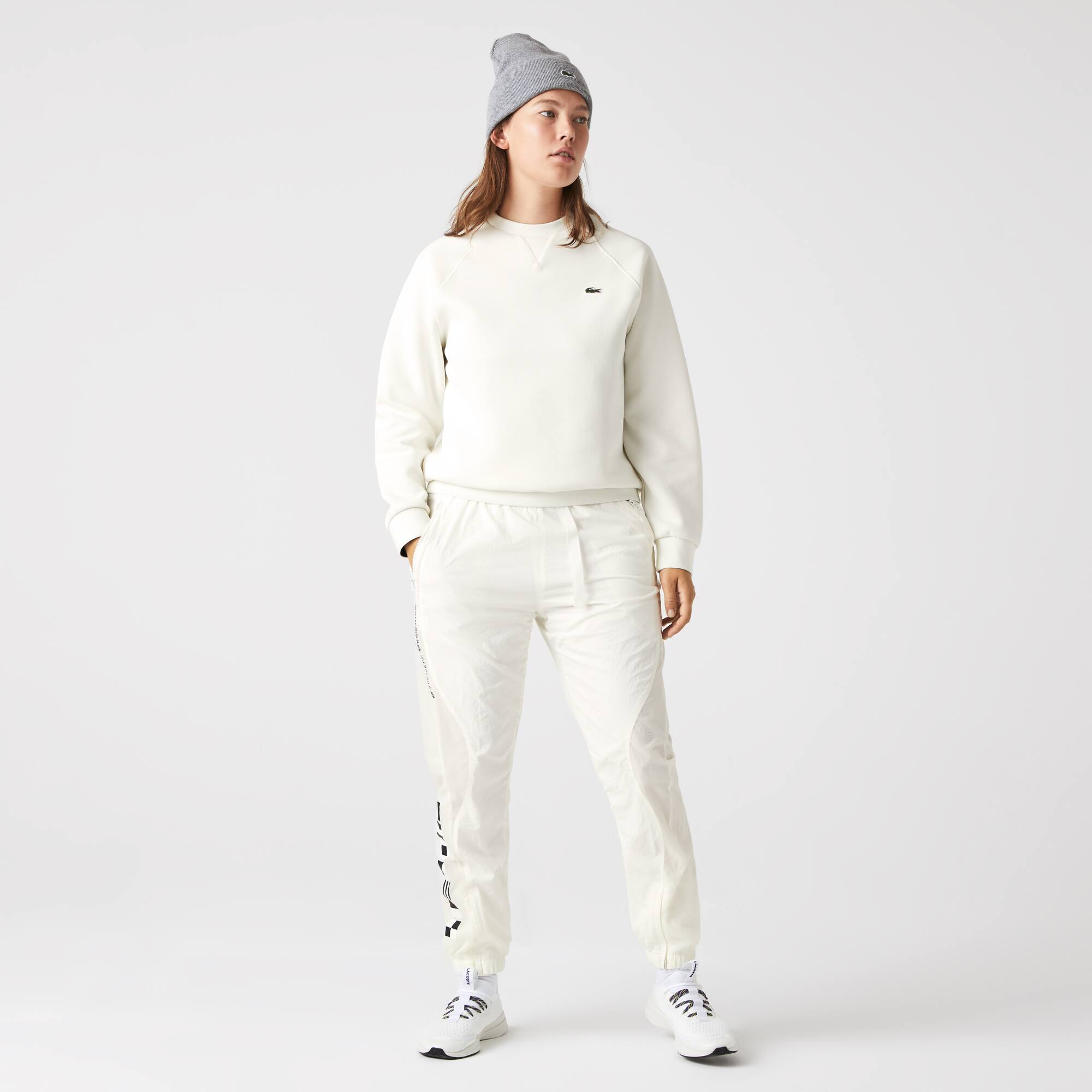 Sweatshirt Jogger à col rond double face piqué Sweatshirts - Blanc - Lacoste - Femme