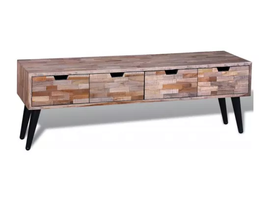Table console TV avec 4 tiroirs Bois de teck recyclé