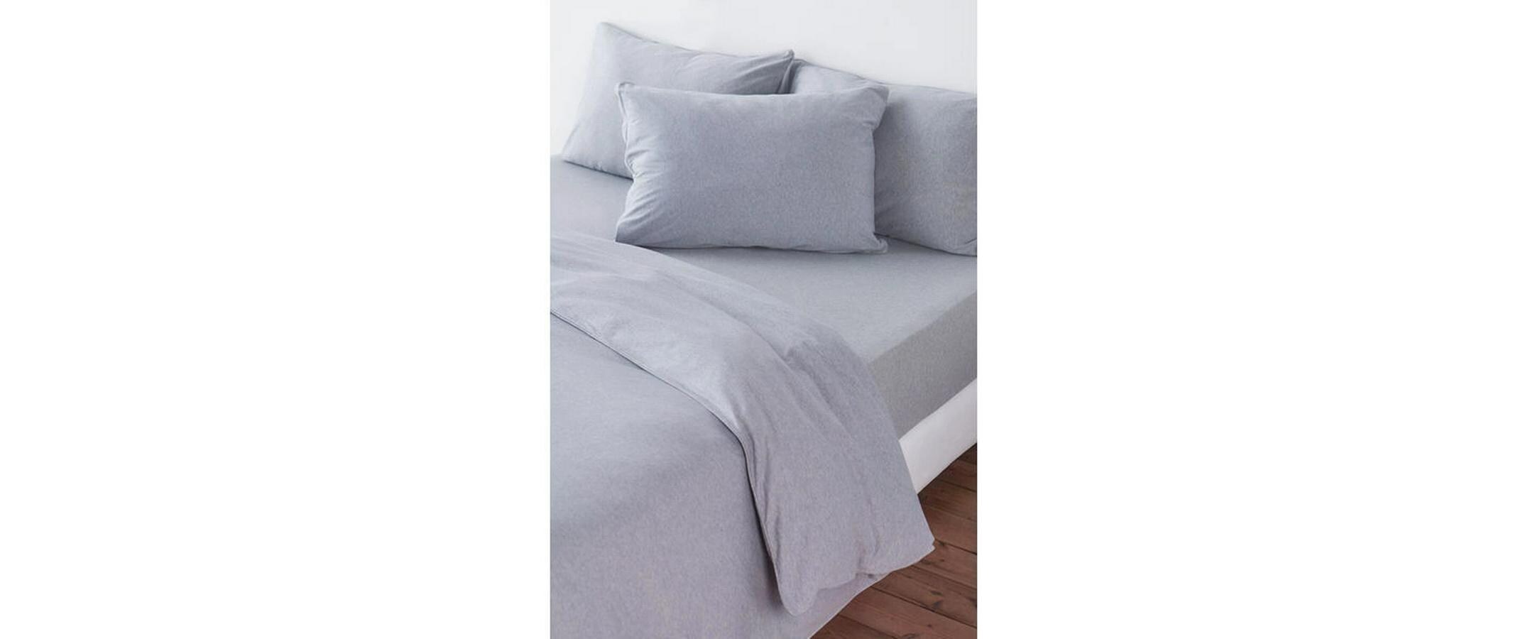 Bettwäschegarnitur Jersey 160 x 210 cm + 65 x 100 cm, GrauBettwäsche-Set