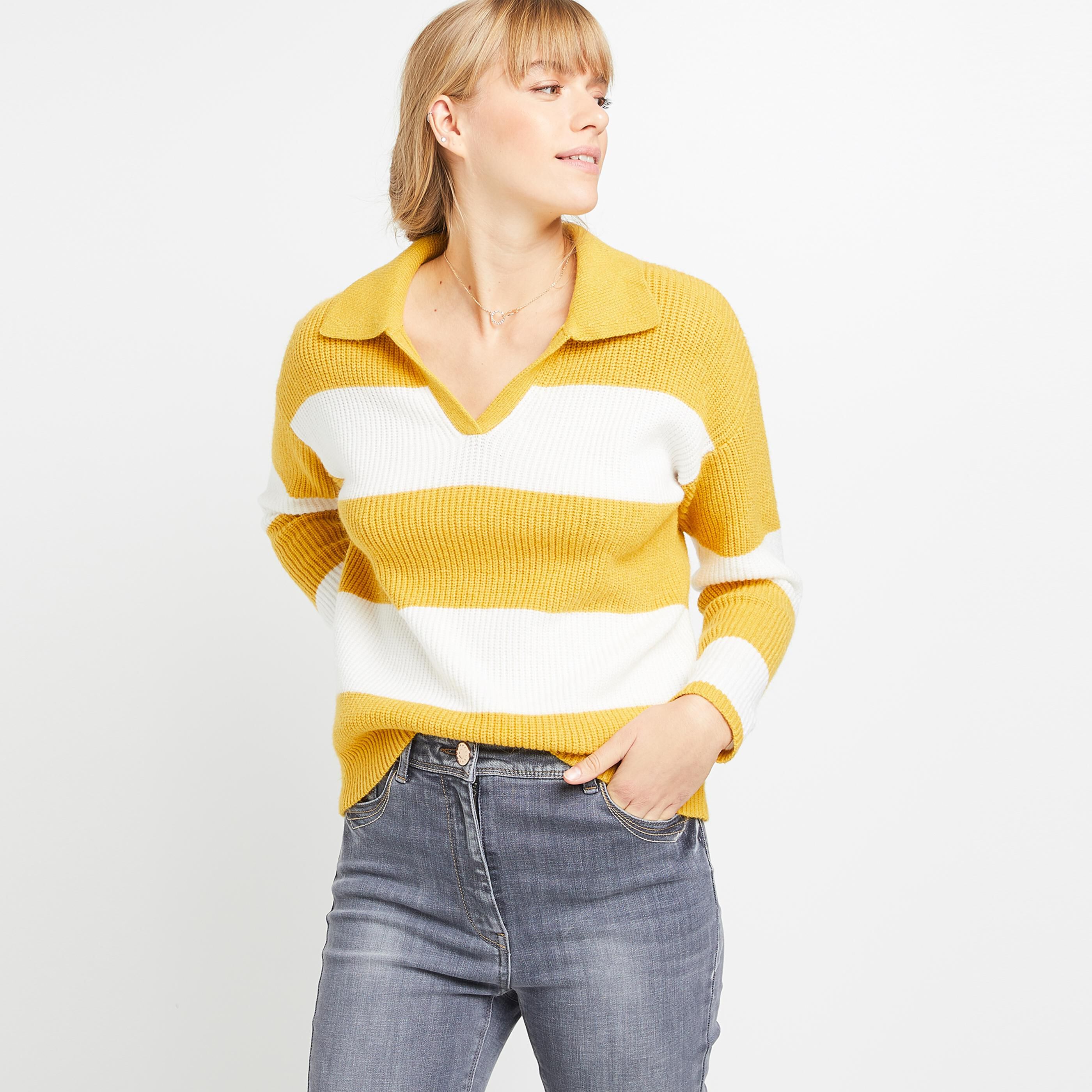 Pull rayé femme - JAUNE