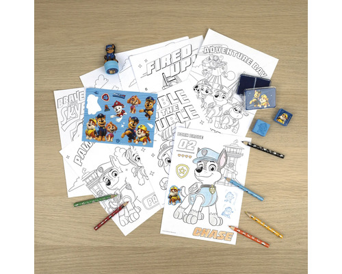 Creatieve doos PawPatrol 3 stempels 10 posters 6 kleurpotloden