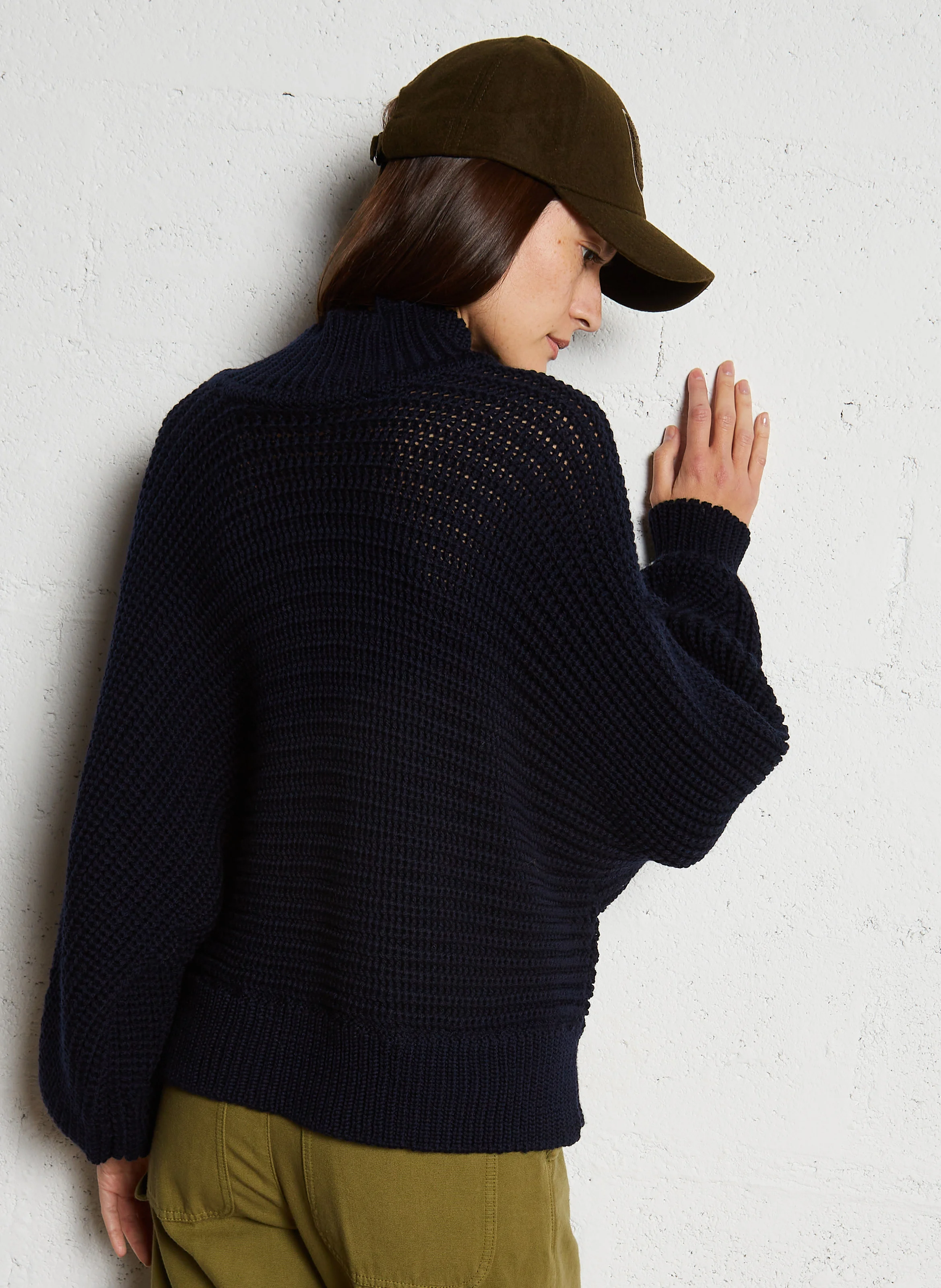 ONDIE - Pull col montant ample en laine | Bleu