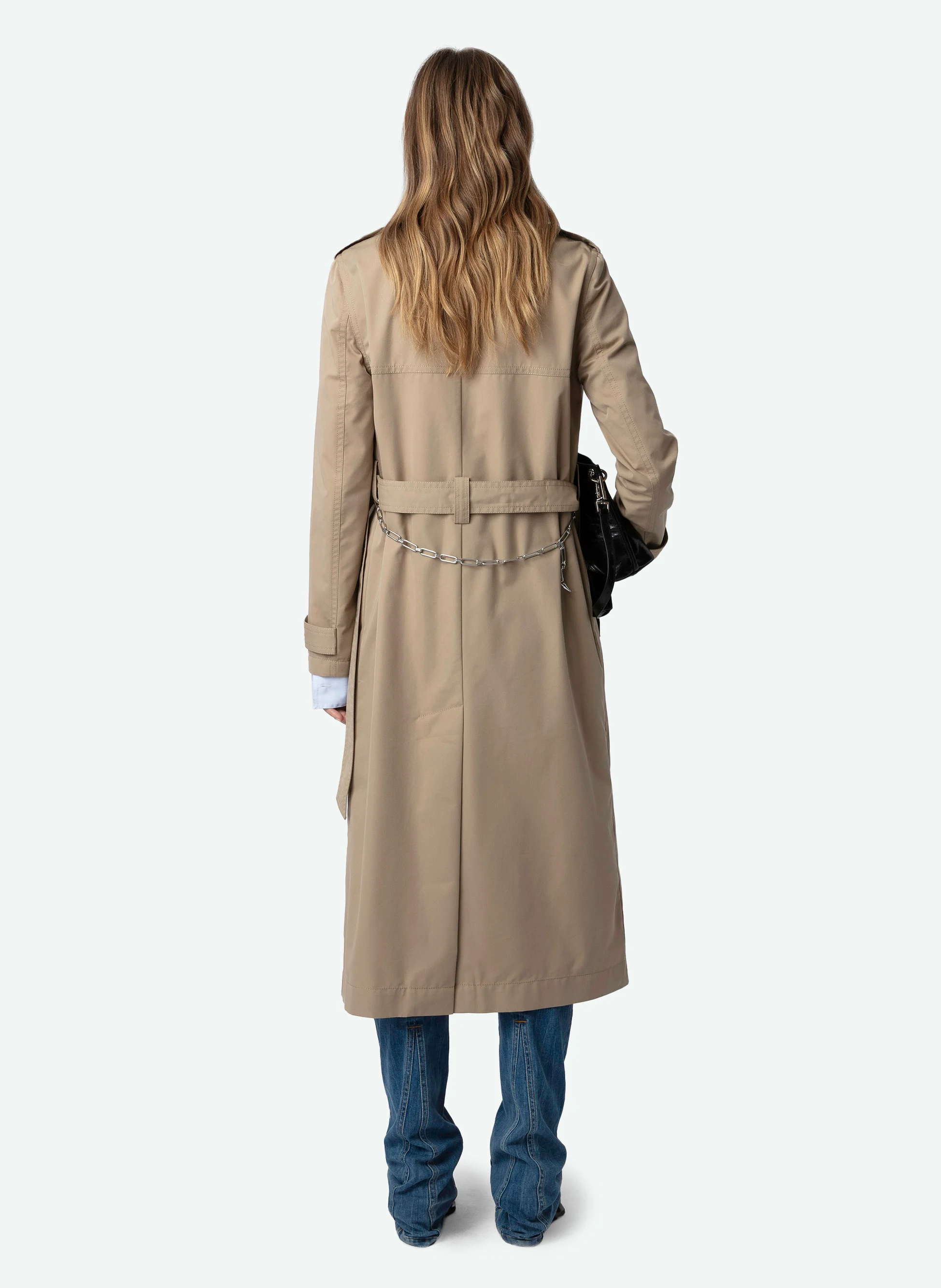 MANDY - Trench long en coton bio mélangé | Beige