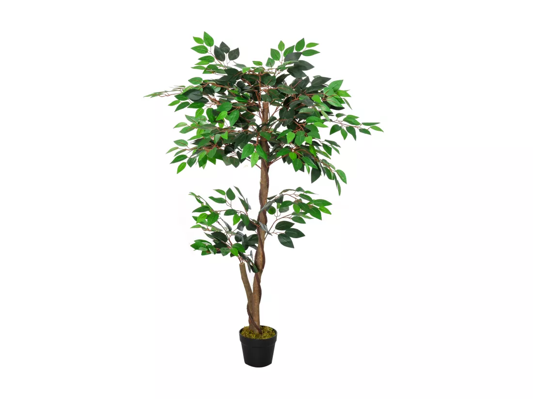 Arbre artificiel plante artificiel ficus hauteur 1,2 m tronc branches liane lichen feuilles grand réalisme pot inclus