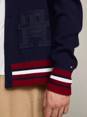 Cardigã Bomber Universitário Oversized com Monograma TH