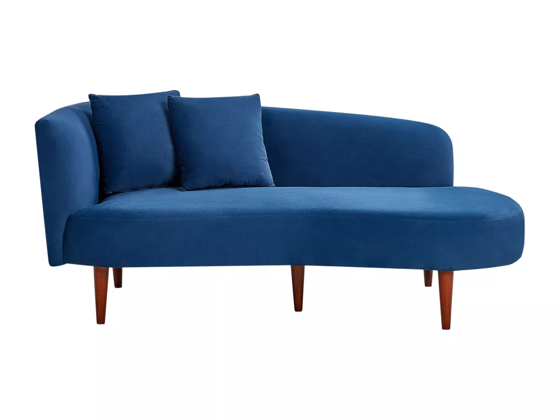 Chaise longue côté droite en velours bleu CHAUMONT
