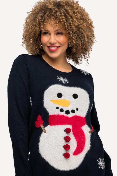 Weihnachtspullover, Schneemann, Rundhals, Langarm