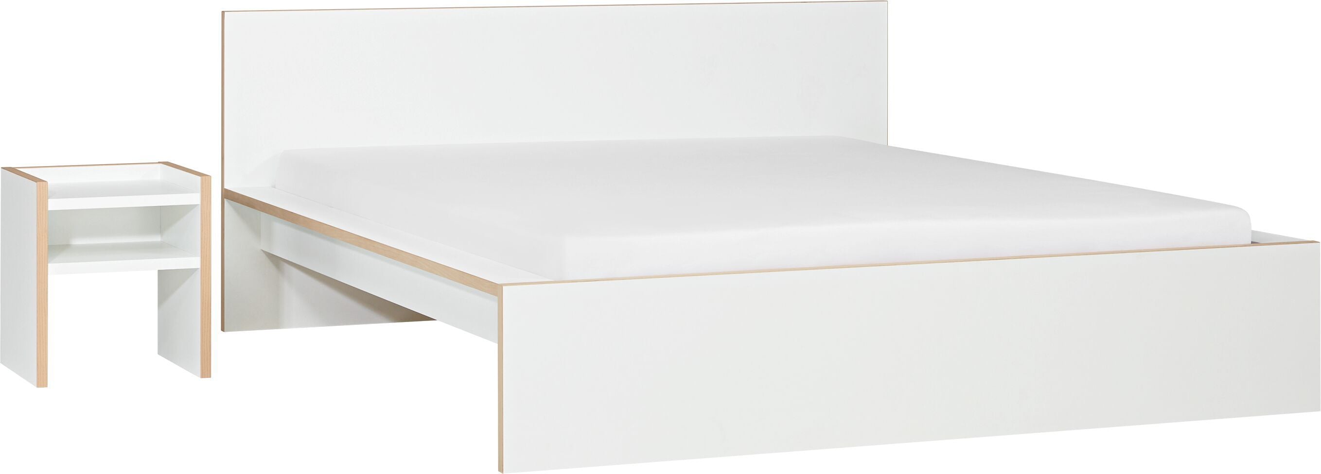 FRANCA Nachttisch - Weiss / B: 40.0 cm x T: 39.0 cm x H: 46.0 cm