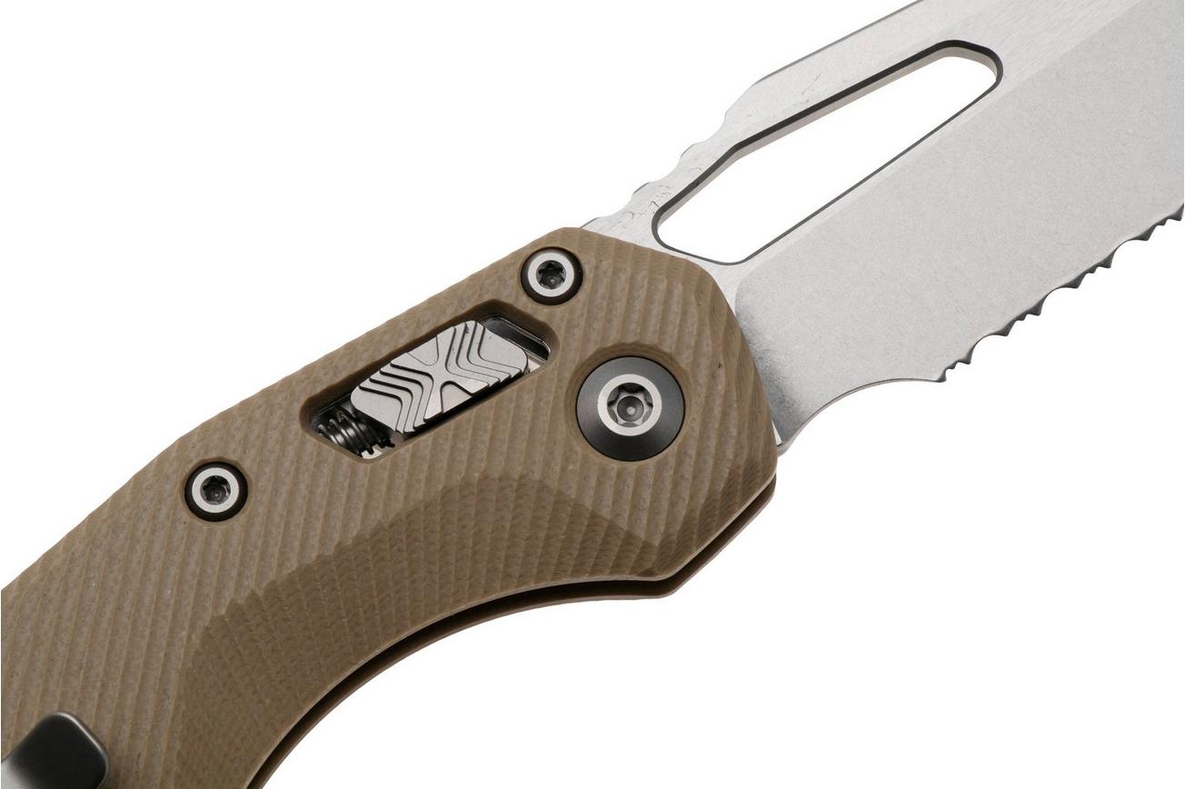 Microtech MSI Standard Issue 210-11FLGTTA, Stonewashed M390MK, Fluted Tan G10, partial serrated zakmes