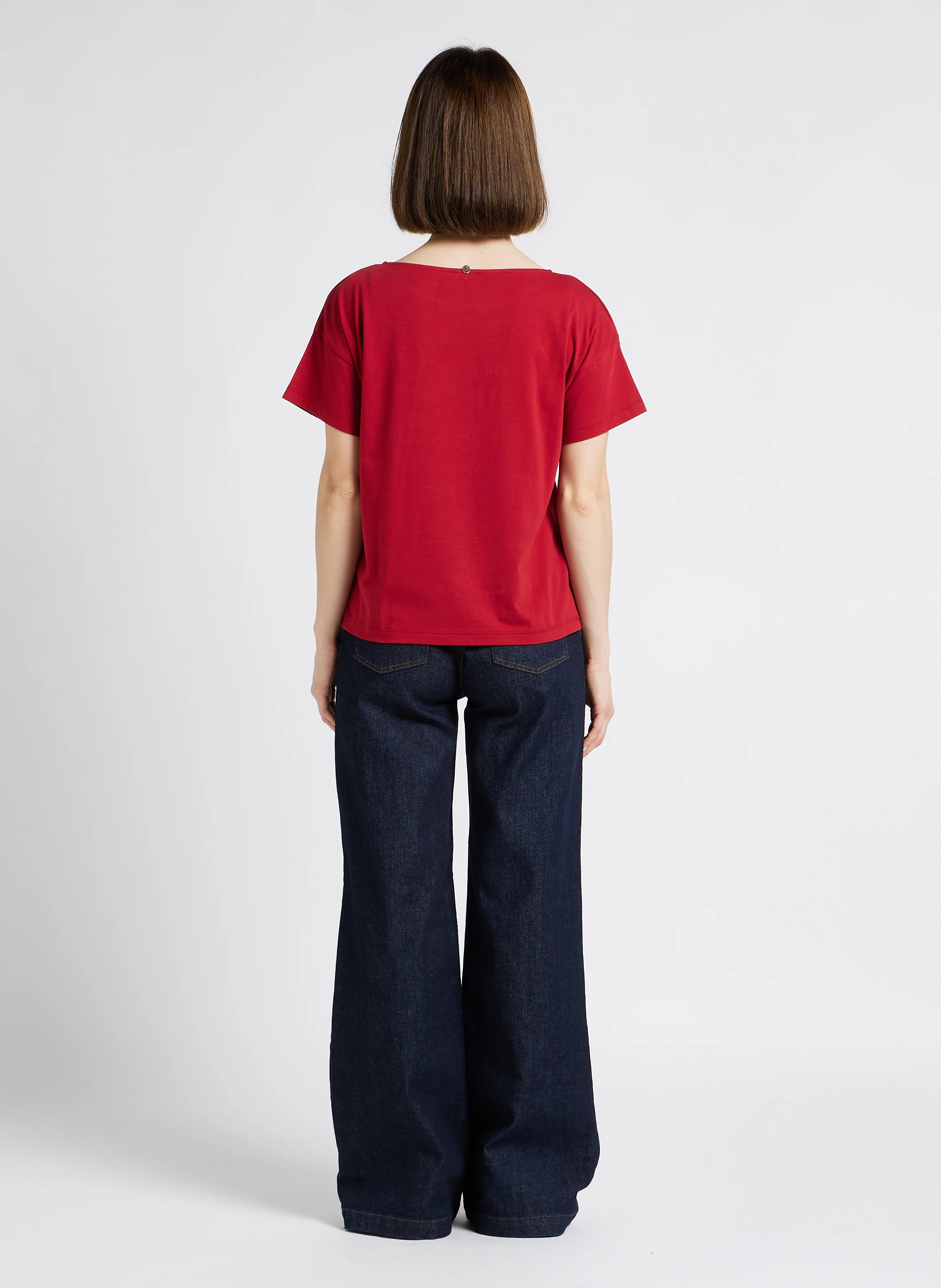 LE HAILEY - Jean large taille haute en coton stretch | Bleu