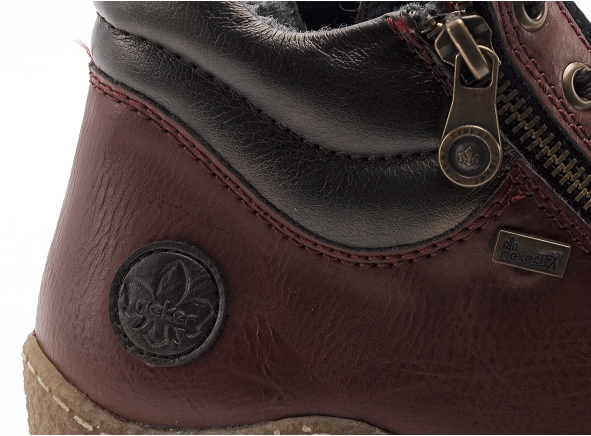 Rieker boots bottine plates femme l7500 bordeaux