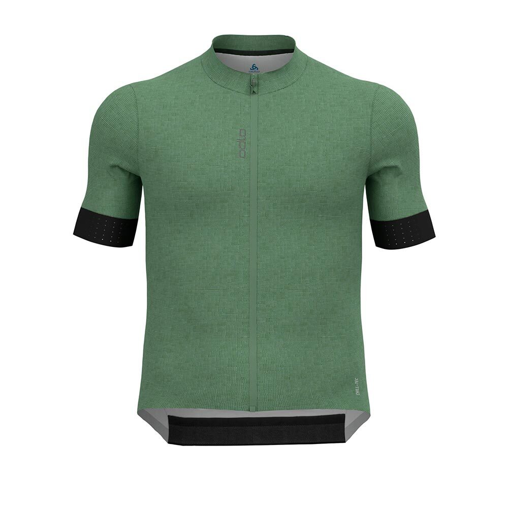 Odlo Zeroweight Full Zip Fietsshirt Korte Mouwen Groen/Zwart Heren
