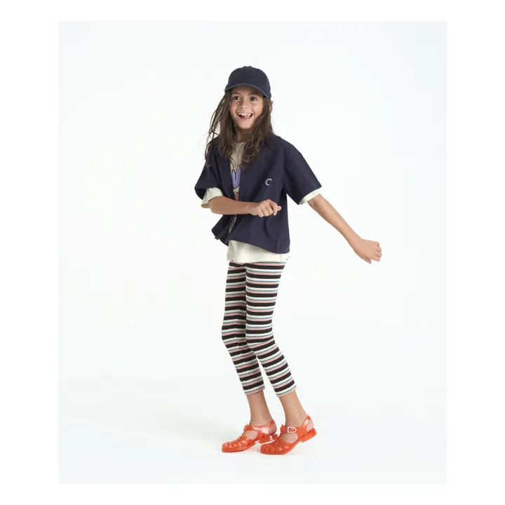 Esther Legging Long Rayé Coton Bio | Corail