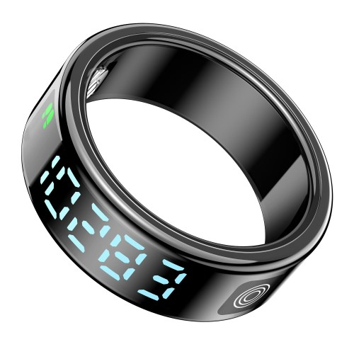 Smart Ring mit Quick-View Display / Blutsauerstoffmessung / Schrittzähler (19.9mm Durchmesser) (IP68) - Schwarz