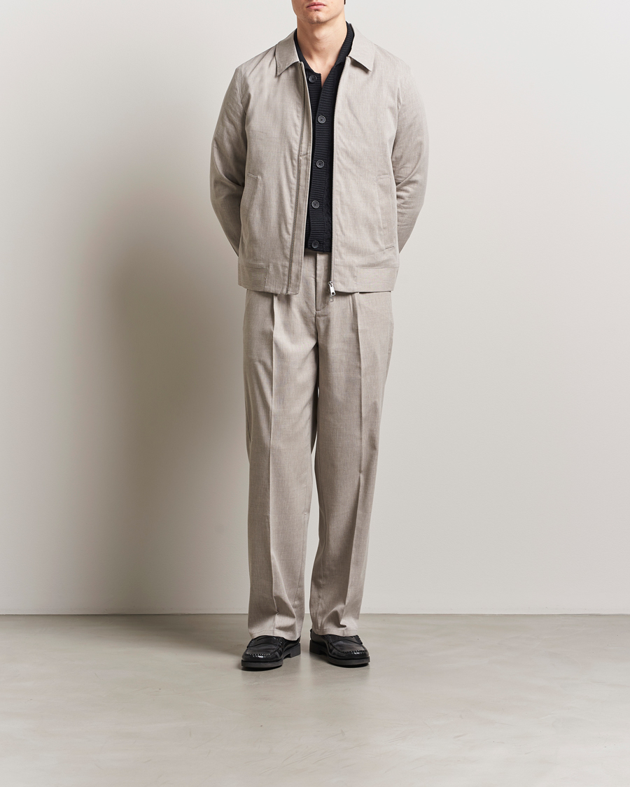 Les Deux Reece Pleated Slub Suit Pants Light Sand