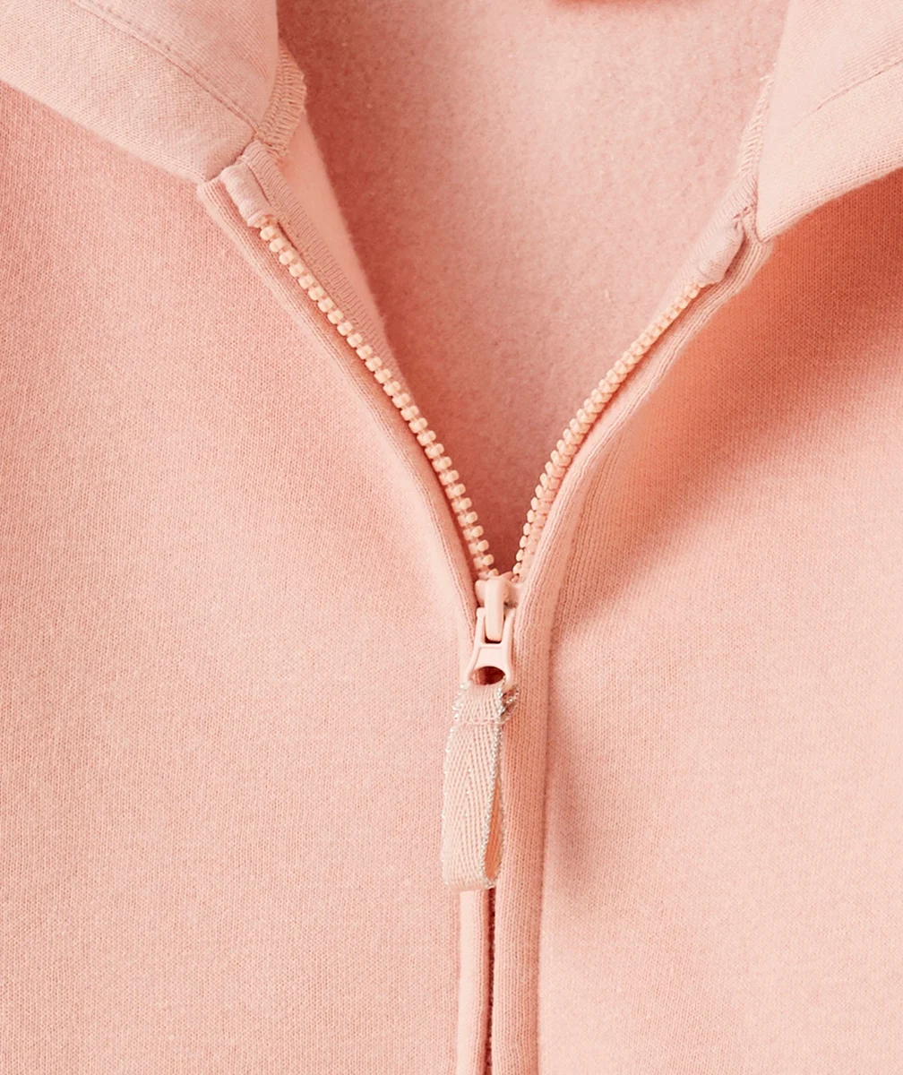 GILET ZIPPÉ À CAPUCHE FILLE EN FIBRES RECYCLÉES ROSE POUDRÉ