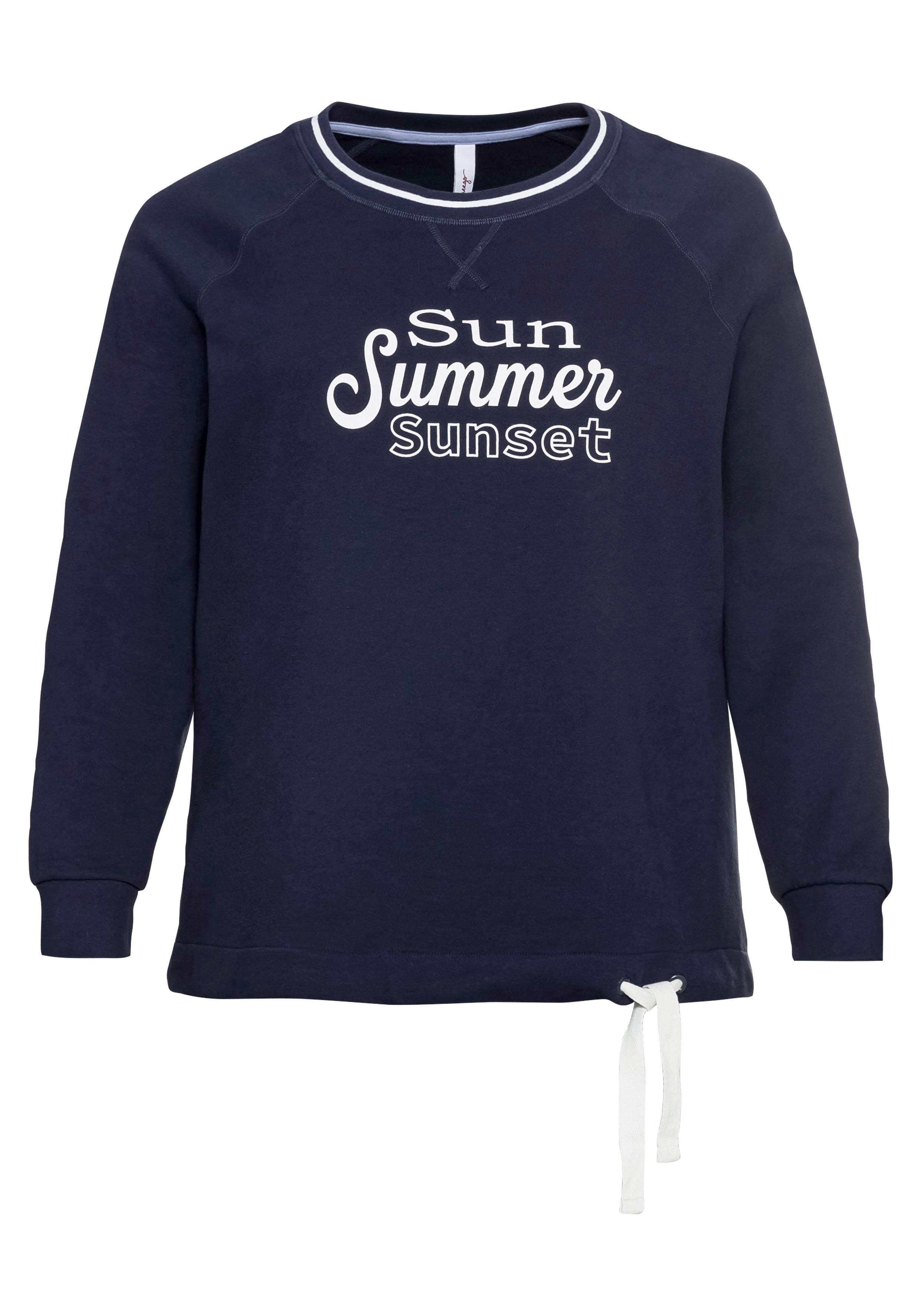 Sweatshirt mit Frontdruck und Kontrast-Rundhals