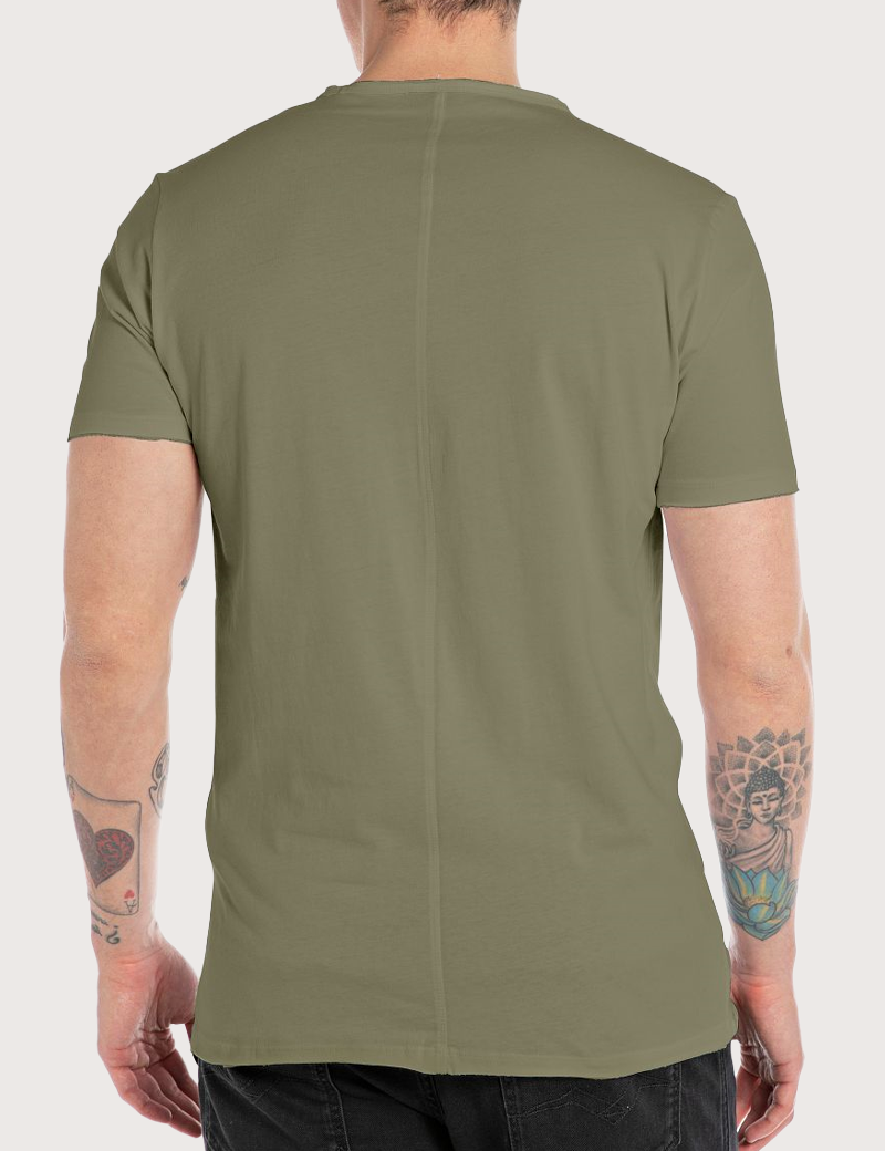 REPLAY T-SHIRT HOMME MANCHES COURTES COL ROND KAKI CLAIR