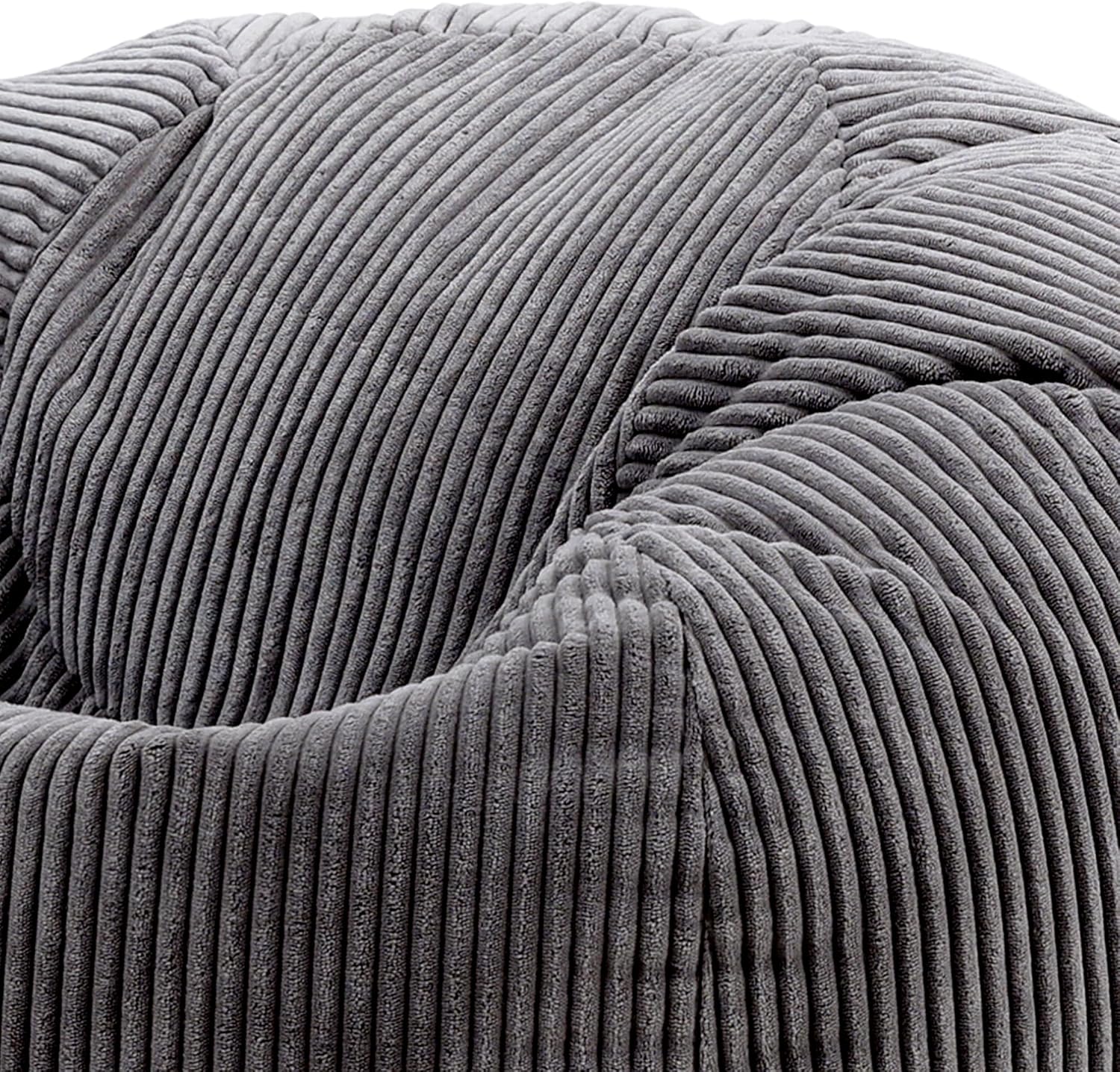 Icon Kingston Sitzsack mit Hocker Cord, Dunkelgrau, Sitzsack Erwachsene mit Füllung, Bean Bag, Cord Sessel, Lounge Sessel, Lounge Stuhl, Schlafzimmer, Wohnzimmer, Wohnzimmer Möbel