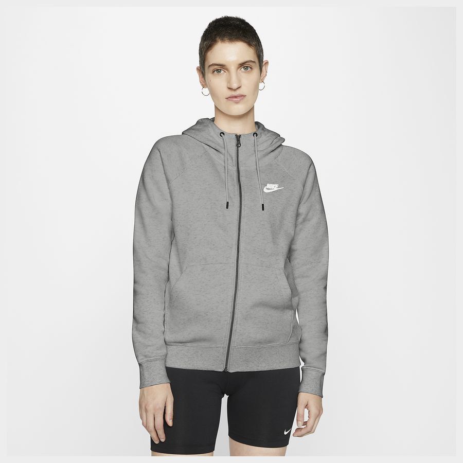 Nike Sweat à Capuche NSW Essential Fleece - Gris/Blanc Femme